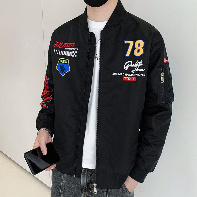 秋冬M-8XL胖子男士棒球领休闲大码夹克飞行服外套上衣JK8278-P7,男装夹克,星座209