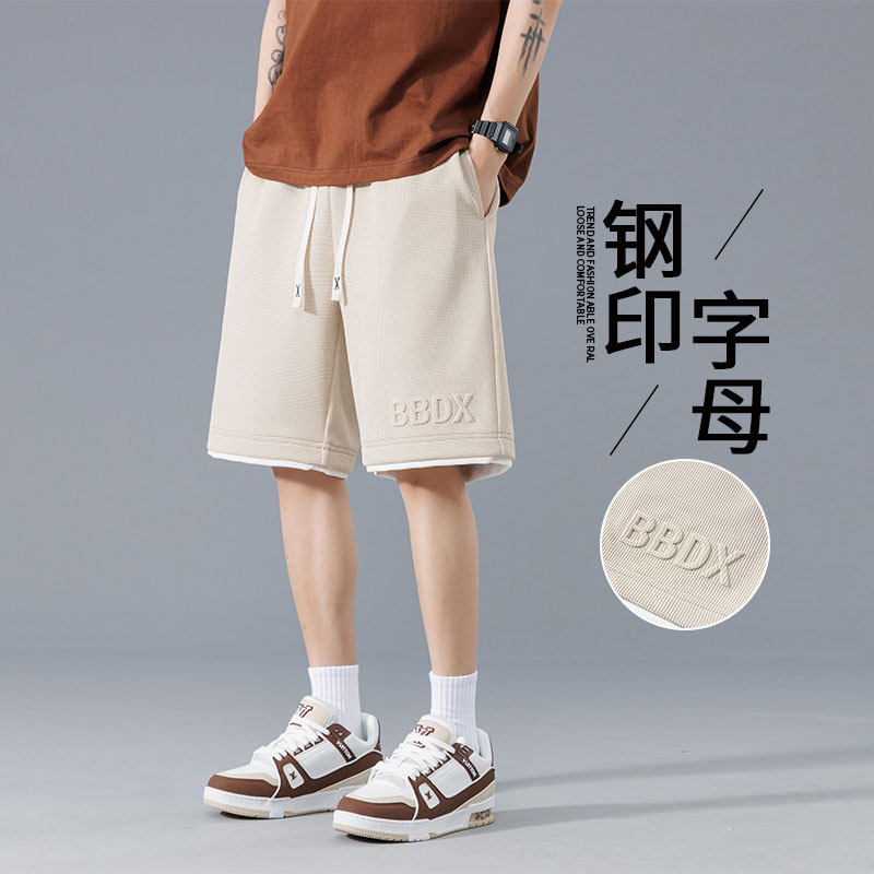 M-8XL大码胖男生假两件宽松五分裤休闲运动短裤男  K58-P28 控39图片