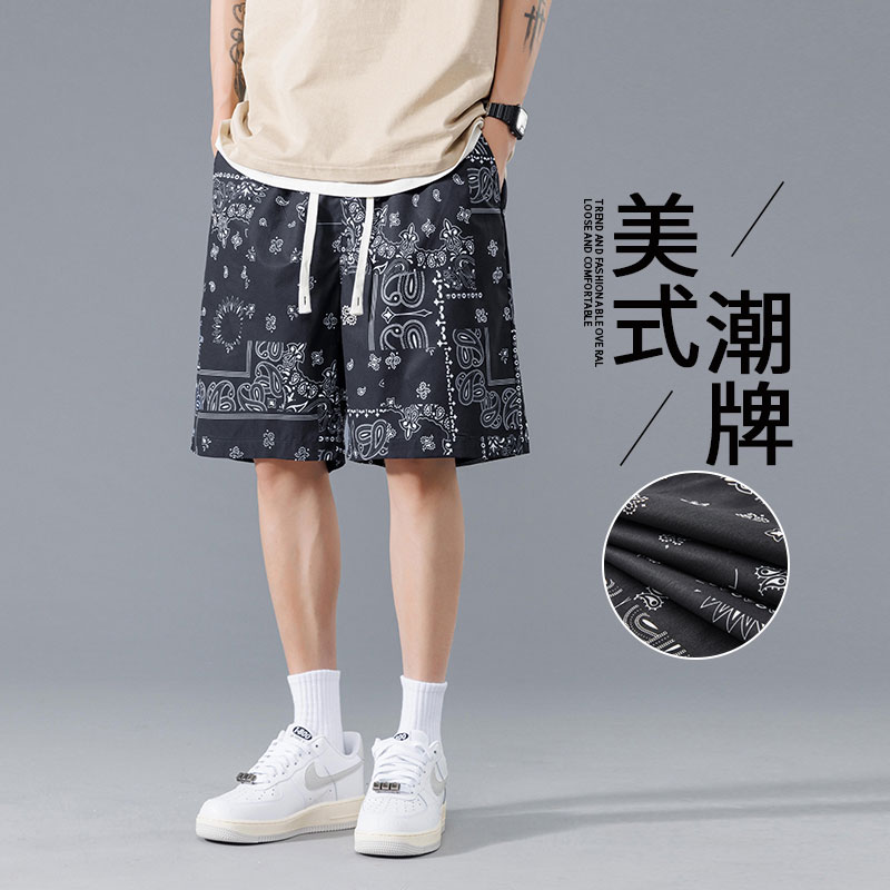 夏季M-8XL大码胖男生宽松五分裤休闲运动短裤男沙滩裤男K56-P25,男装牛仔裤,星座209