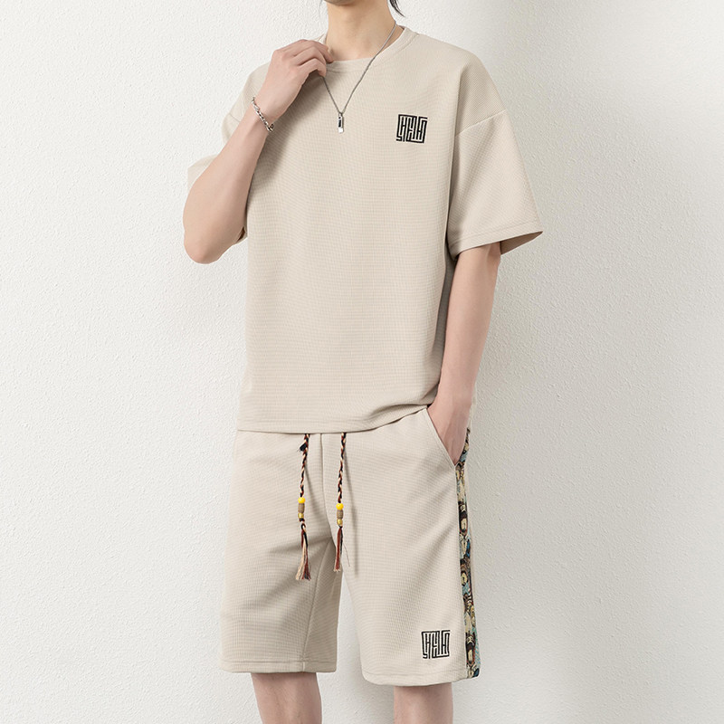 夏季M-8XL大码胖男生宽松休闲运动短袖套装TZ02-P50控69,男装休闲套装,星座209