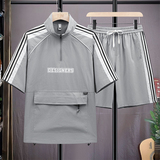 M-8XL大码胖男生时尚宽松五分裤休闲运动套装男TZ35077-P72控138，男装休闲套装，星座209