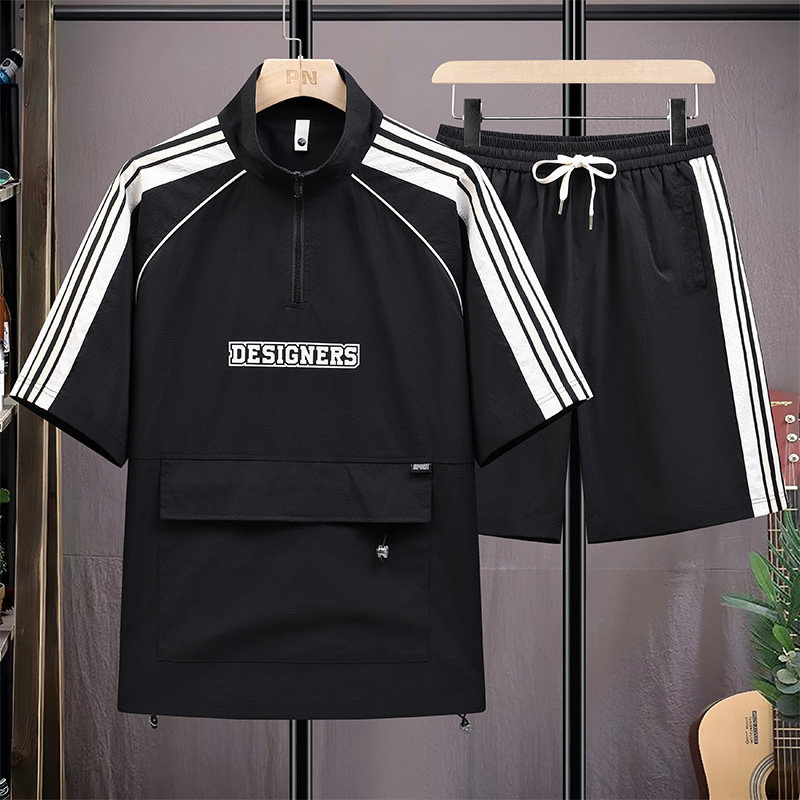 M-8XL大码胖男生时尚宽松五分裤休闲运动套装男TZ35077-P72控138,男装休闲套装,星座209