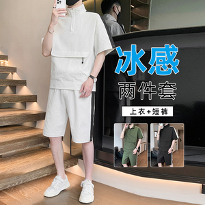 胖男生M-8XL大码男士短袖套装休闲运动两件套 TZ35066-P65 控118图片