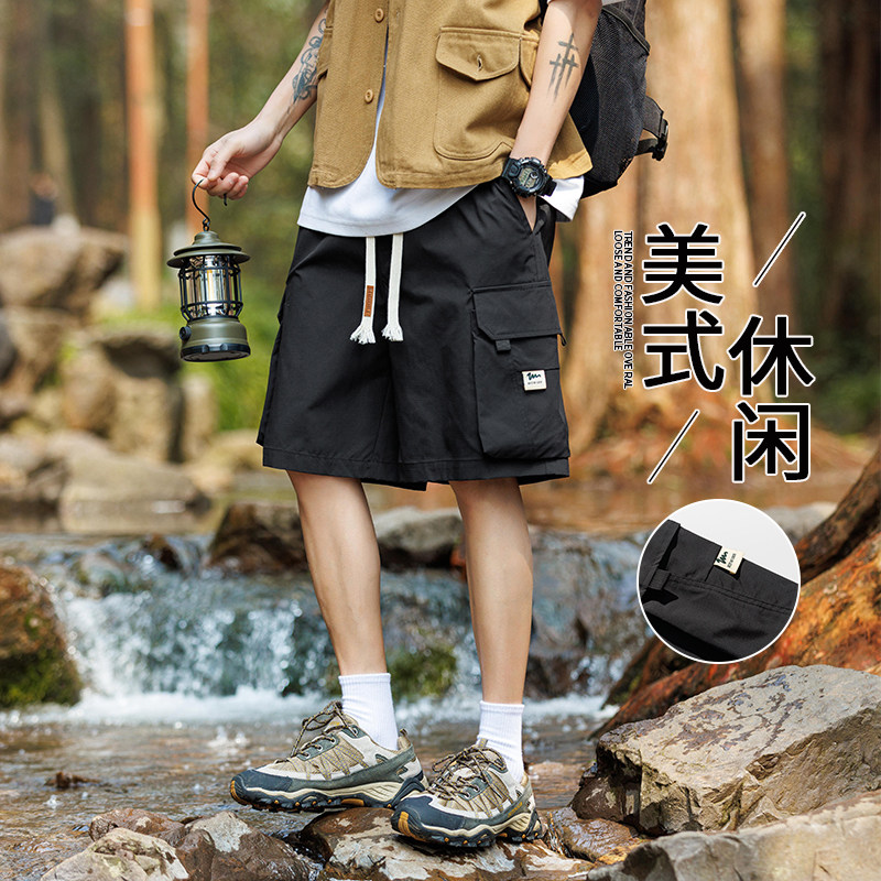 胖胖哥日系大口袋工装短裤男夏季新款潮牌宽松大码防水百搭五分裤图片