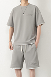 夏季M-8XL大码胖男生假两件宽松休闲运动短袖套装TZ01-P50控69，男装休闲套装，星座209
