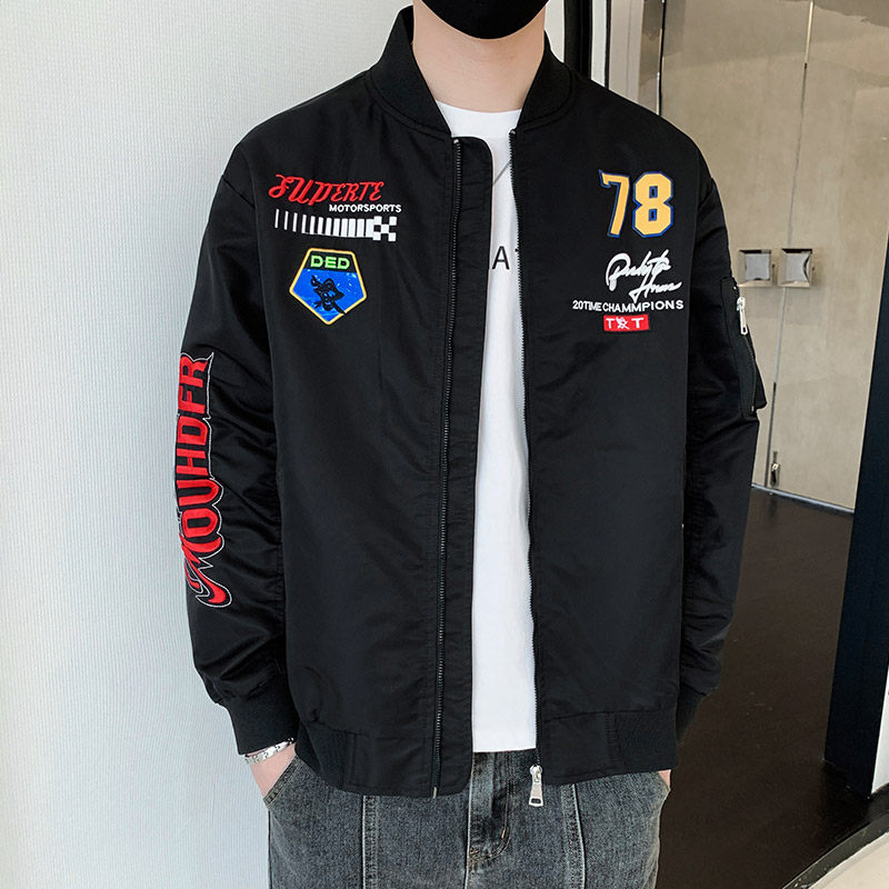 秋冬M-8XL胖子男士棒球领休闲大码夹克飞行服外套上衣 JK8278-P7图片