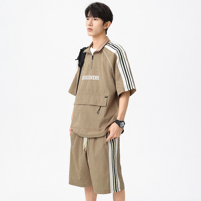 M-8XL大码胖男生时尚宽松五分裤休闲运动套装男TZ35077-P72控138,男装休闲套装,星座209