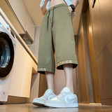 M-8XL大码胖男生绣花宽松七分裤休闲运动短裤男K63-P30控49，男装牛仔裤，星座209