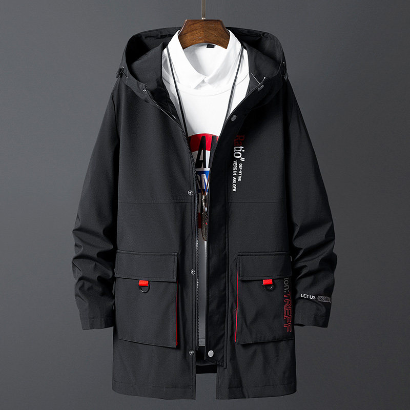 秋冬款中长款大码M-8XL胖子休闲连帽大码男宽松夹克男 JK8226-P90图片