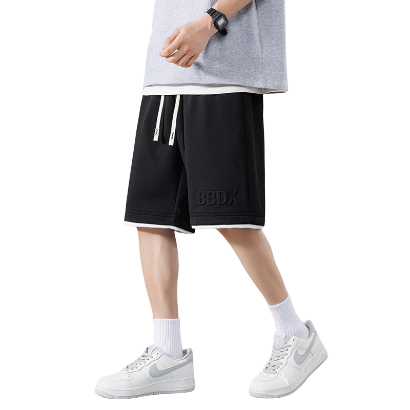 M-8XL大码胖男生假两件宽松五分裤休闲运动短裤男K58-P28控39,男装牛仔裤,星座209