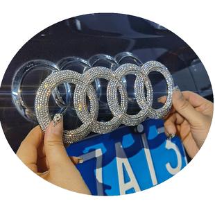 适用于镶钻奥迪装饰Q2LQ3Q5LQ7装饰A1A3A4LA5A6L车标改装车贴钻石