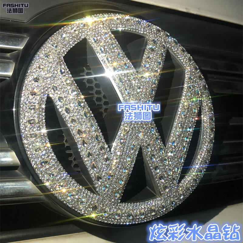 镶钻大众车标装饰车贴钻石