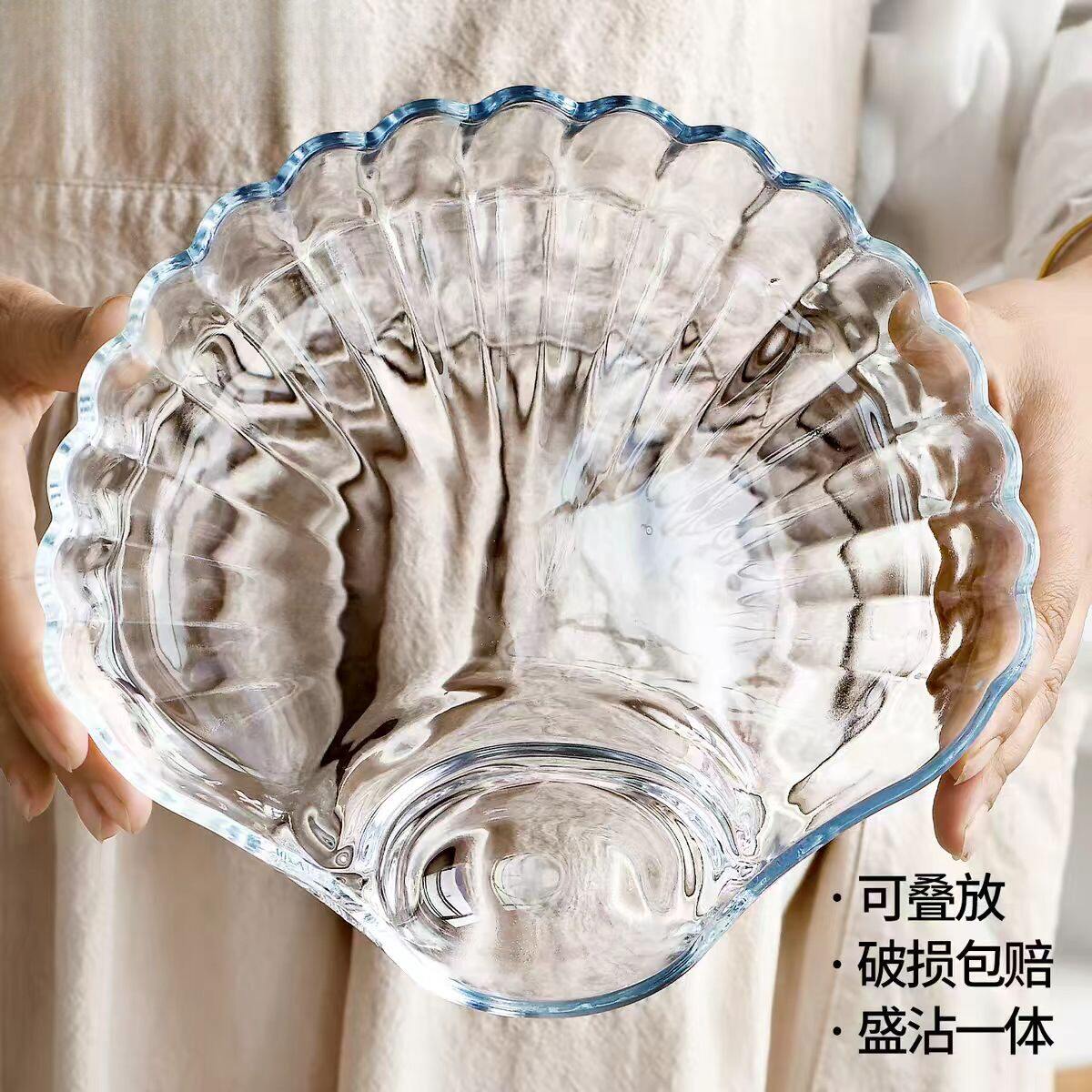 家用高颜值玻璃饺子盘带醋碟分格