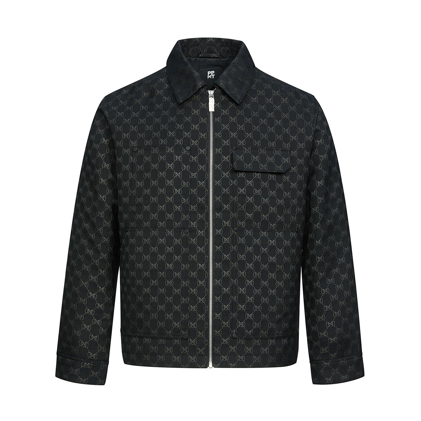 PP轻奢潮牌pleikpholppe秋冬新款时尚潮流高级翻领满印夹克外套男