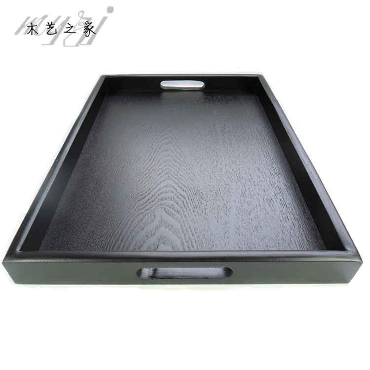 大号实木托盘长方形茶具黑色水杯