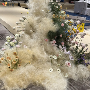 花伴影麻丝礼盒填充物 婚庆场地 节日场景布置彩色拉菲草丝填充物
