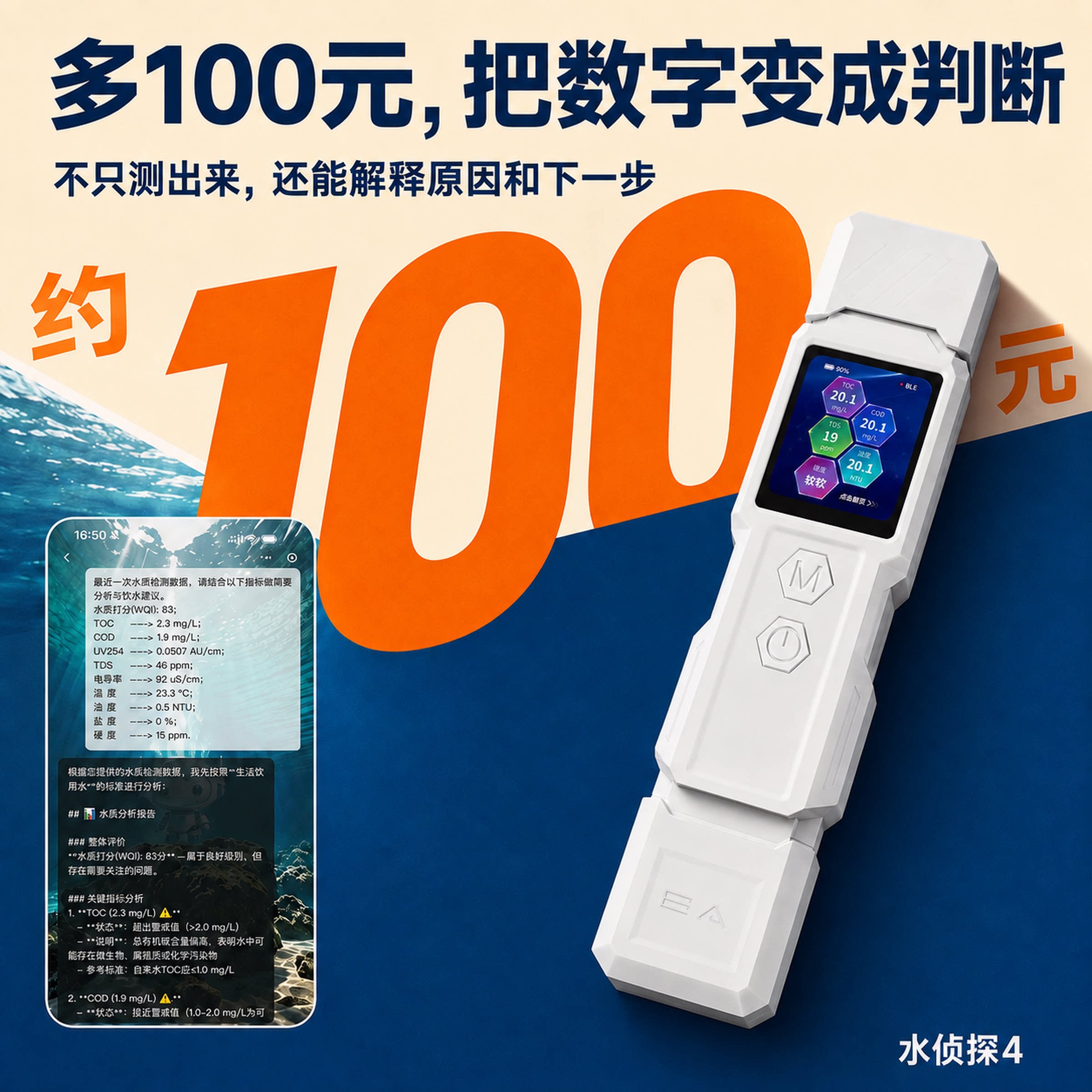 水侦探水质检测仪高精度多参数AI图片