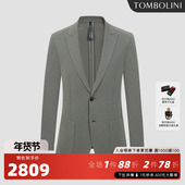 针织休闲单西 新款 意式 休闲西装 男秋季 时尚 浅绿色西服外套斜纹