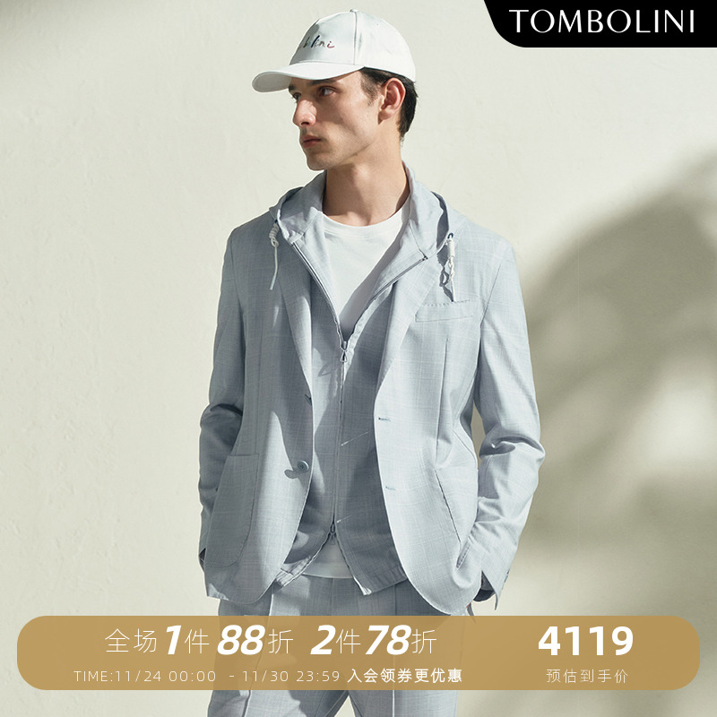 TOMBOLINI男士羊毛格子西装