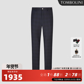 子 REDA进口面料商务休闲长裤 墨蓝色格子西服套装 裤 套装 西裤