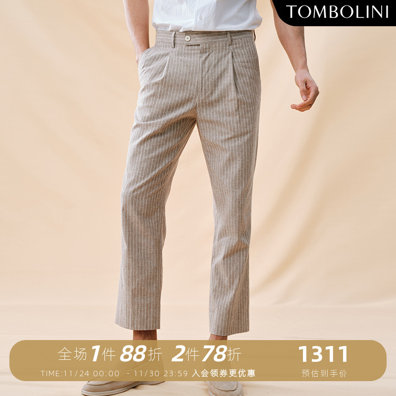 东博利尼商务绅士亚麻棉休闲裤