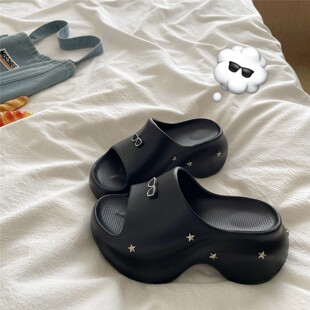 酷酷墨镜 沙滩凉拖鞋 女厚底增高防滑透气一字拖鞋 7cm巨显高夏季