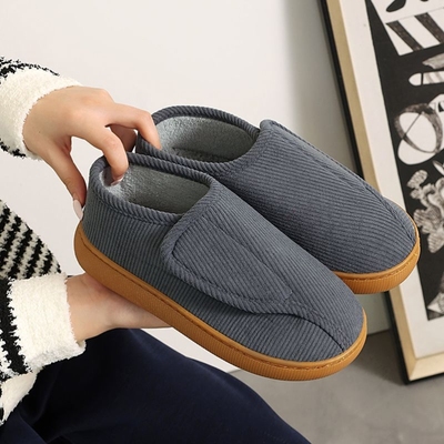 秋冬中老人室内棉拖鞋男女毛绒拖鞋防滑牛筋底大开口老年人棉鞋冬
