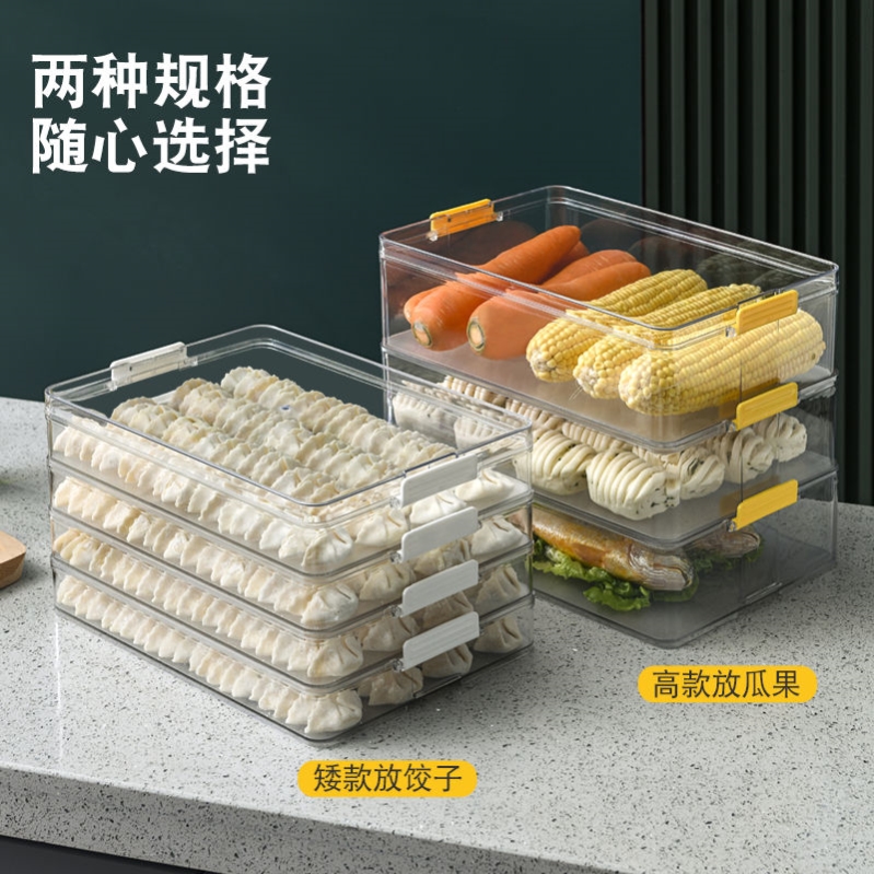 冷冻专用饺子盒食品级保鲜盒水饺馄饨托盘速冻食物家用冰箱收纳盒