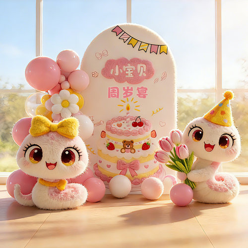 女宝宝周岁宴生日布置背景墙KT板