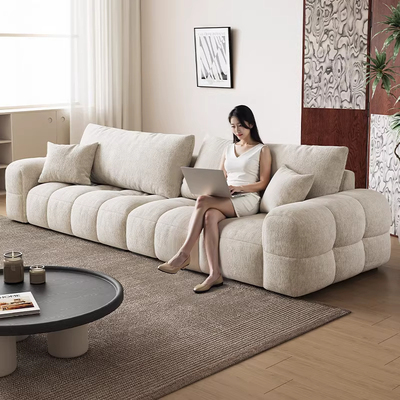 棉花糖泡芙雪尼尔绒可全拆洗调节靠背布艺麦岛沙发小户型客厅简约