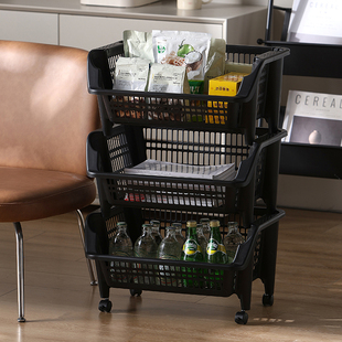 落地厨房置物架菜篮子免装收纳层架家用多功能可移动果蔬沥水储物