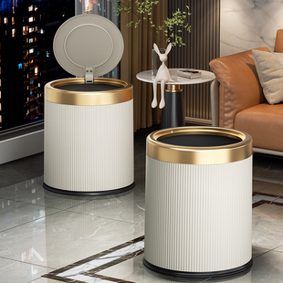 轻奢风垃圾桶家用大容量客厅化妆室厕所带盖子2024新款 高档厨房厨