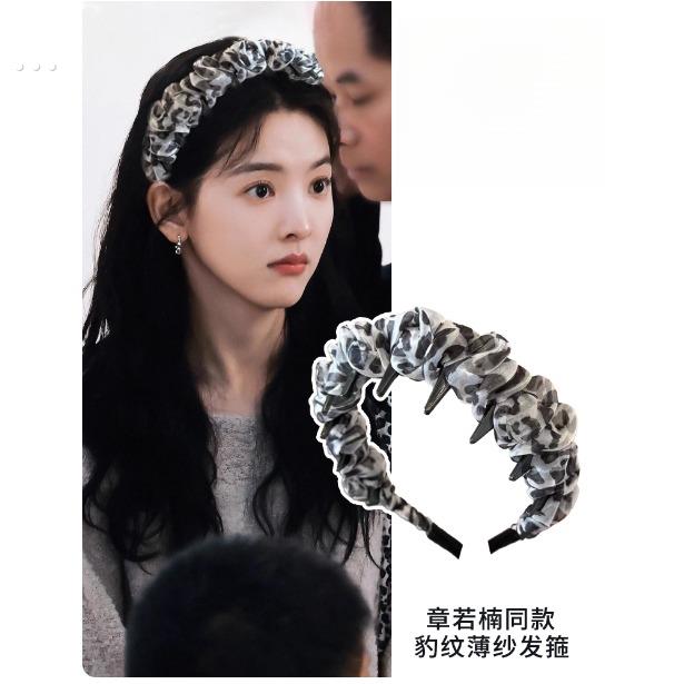 发ku箍法式覆古豹纹女日常外戴压发显脸小发卡头饰品夏天高颅顶