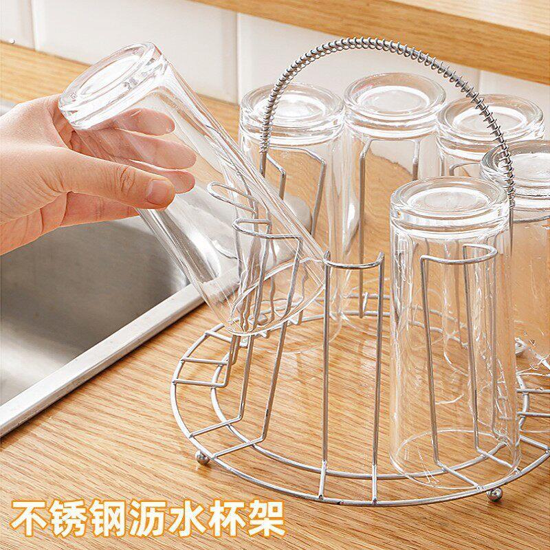 托盘玻璃杯水杯挂架沥水置物架杯架水杯架创意家用收纳杯子架倒挂