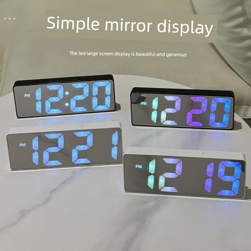 in安静的数字电子时钟闹钟夜光镜学生桌面智能休闲多功能时钟桌面