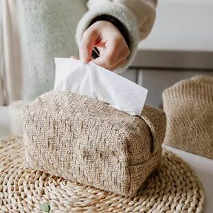 侘寂风纸巾盒轻奢高级感创意抽纸盒家用卧室客厅茶几桌面装饰摆件