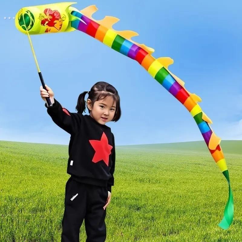 舞龙彩带健身甩甩龙幼儿园道具儿童广场彩带舞手耍龙空竹龙小学生
