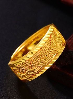 越南沙金麻花戒指男女情侣活口指环仿黄金首饰品直播代发地摊货源