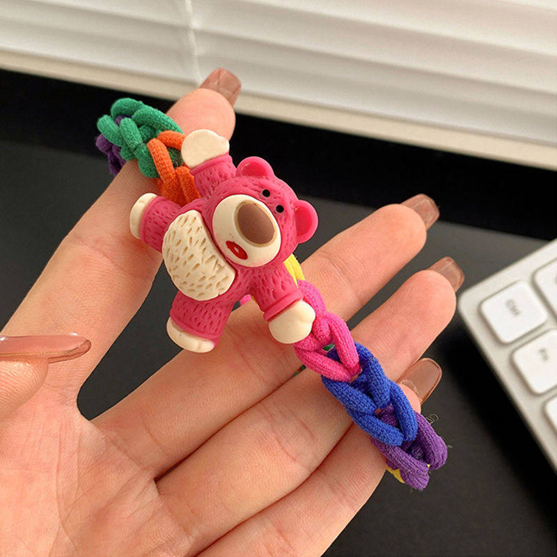 草莓熊小皮筋送男朋友专属diy手工自制头绳可爱彩色发圈情侣手链y