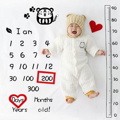 ins风成长月龄月份记录宝宝拍照摄影背景布婴儿周岁百天纪念毯子y