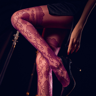 复古风花藤巴洛克极光提花丝袜女开裆超薄T裆学院风百搭连裤袜