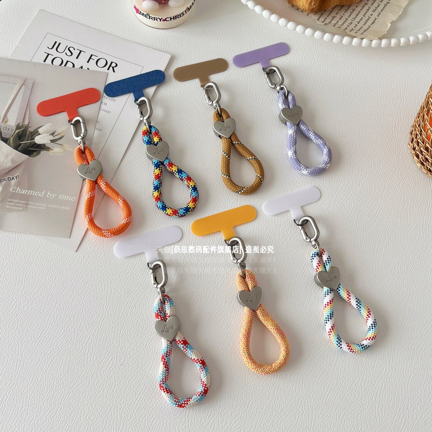 时尚撞色金属扣指勾手提短绳