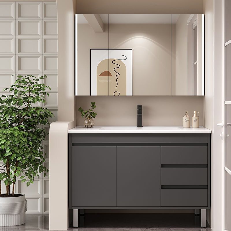 定制落地式浴室柜84/94公分104/114cm陶瓷一体盆洗脸洗手台74厘米