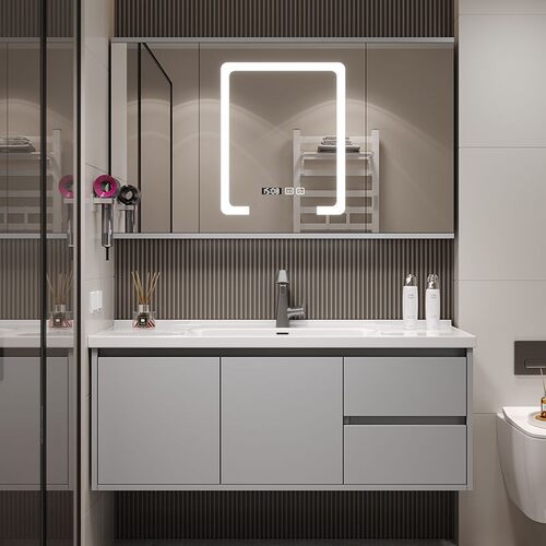 一体陶瓷盆轻奢浴室柜组合