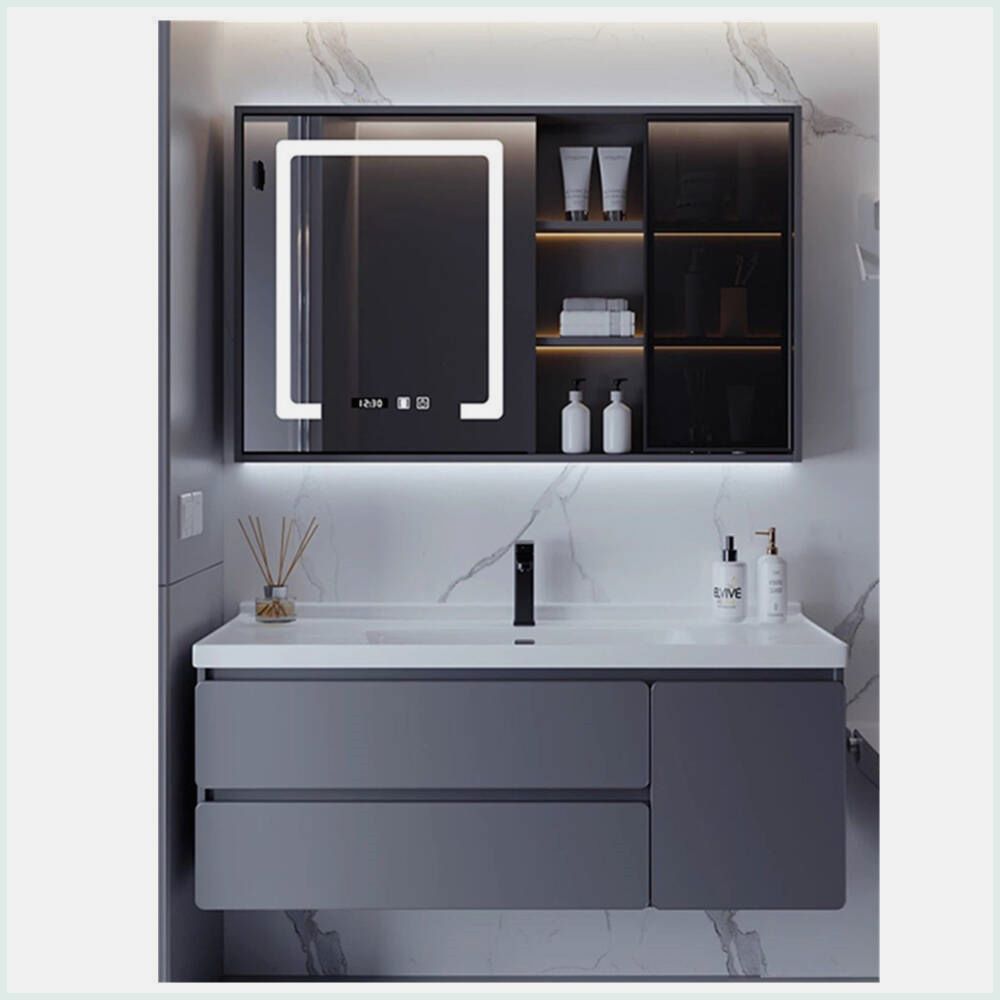 铝封边68/78/88/98/108/118CM陶瓷一体盆浴室柜卫生间洗脸盆组合