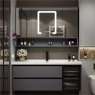 风水镜浴室柜陶瓷一体盆67/77CM87公分97/107厘米117CM洗脸盆定制