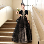 大码 晚礼服女黑色主持人声乐独唱艺考演出宴会年会高端高级感礼服