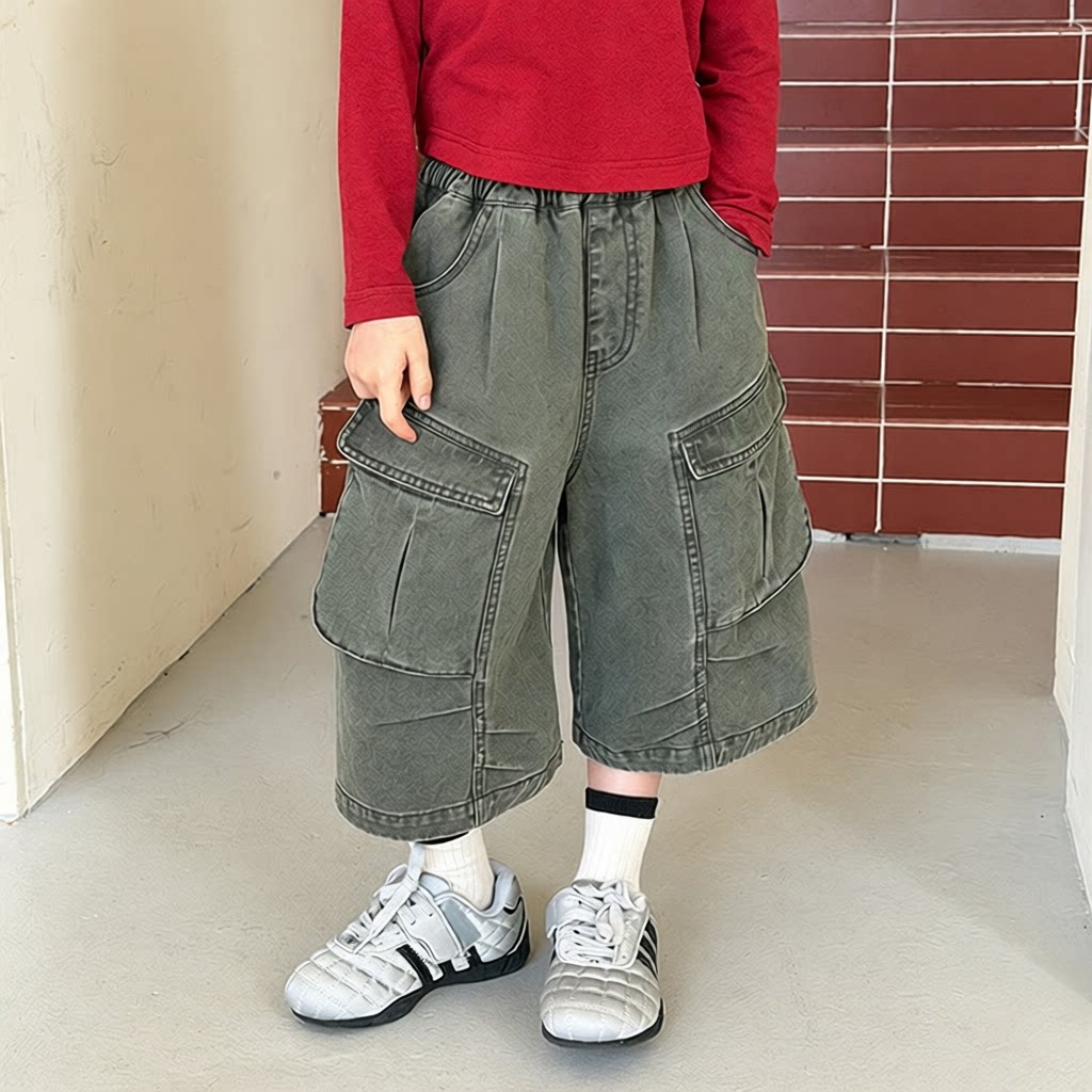 艾摩贝贝韩版工装七分裤