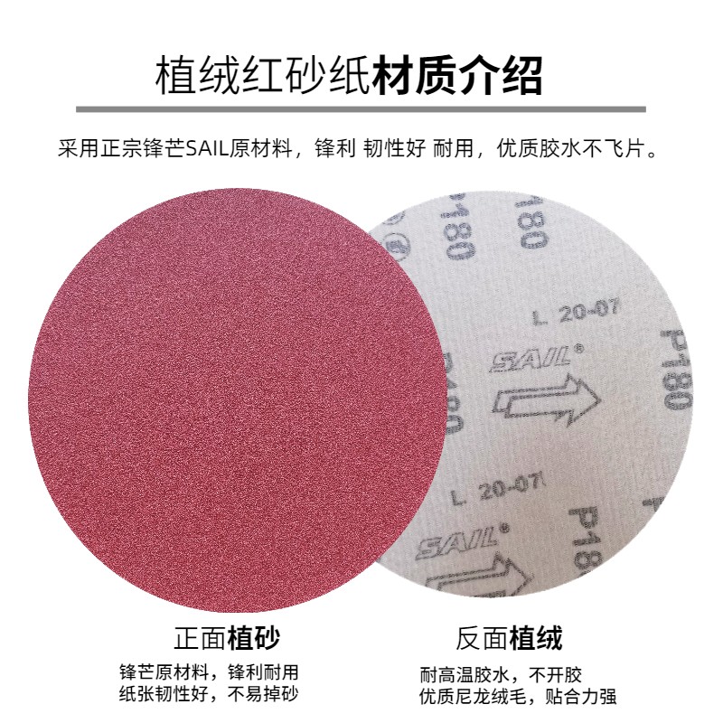 4寸5寸圆形砂纸片植绒自u粘沙纸角磨机抛光拉绒片木工家俱金属打
