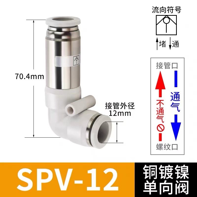 单向阀螺纹直通气动气管快插止回阀接头SPC SPU4/6/8/10-M5010203